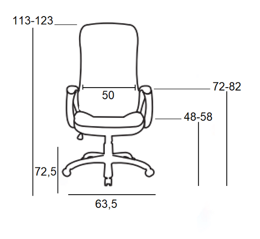 A8990 ΜΑΥΡO PU ΠΟΛΥΘΡΟΝΑ ΓΡΑΦΕΙΟΥ 63.5Χ72.5Χ48-113/58-123εκ.