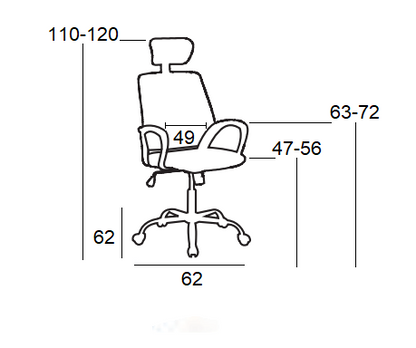 A4350 ΜΑΥΡΗ ΠΟΛΥΘΡΟΝΑ ΓΡΑΦΕΙΟΥ 62X62X47-110/56-120εκ.