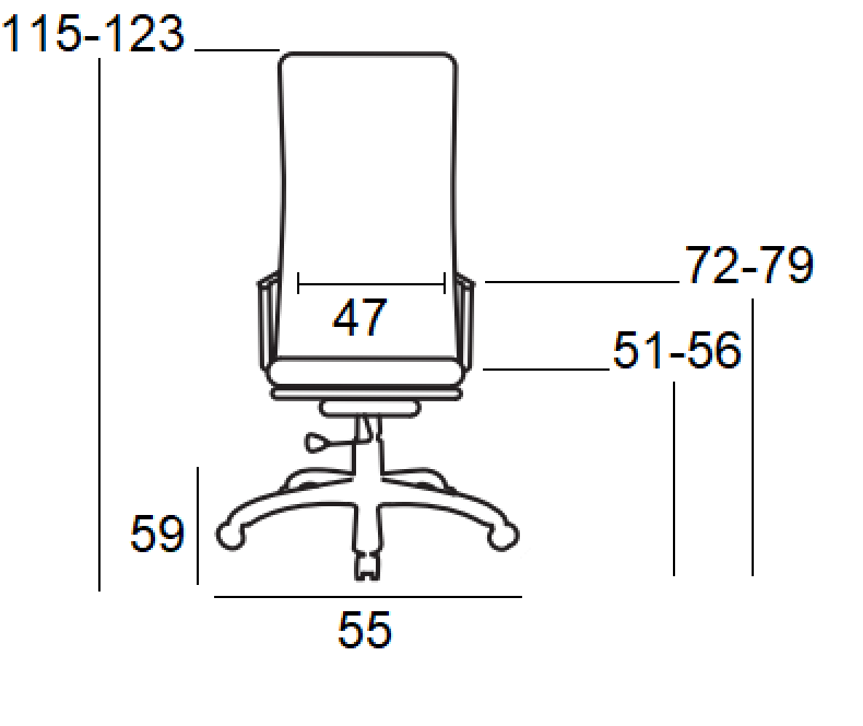 A7800 ΜΑΥΡΗ ΠΟΛΥΘΡΟΝΑ ΓΡΑΦΕΙΟΥ 55Χ59Χ51-115/56-123εκ.