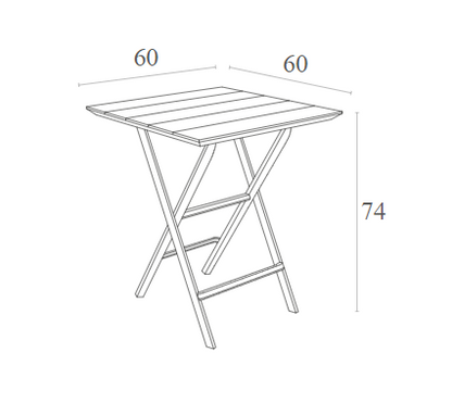 HELEN TAUPE FOLDING POLYWOOD TABLE 60x60x74