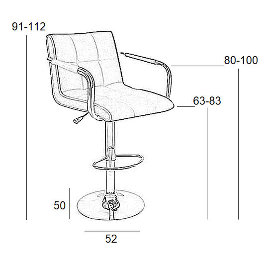 Σκαμπό Μπαρ 2 Τμχ Bar54 Μαύρο PU 52x50x112
