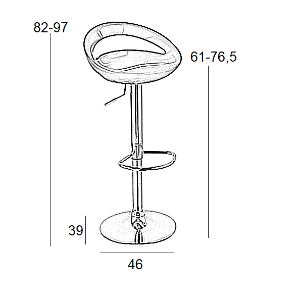Σκαμπό Μπαρ 2 Τμχ Bar18 Μαύρο ABS 46x39x97