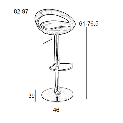Σκαμπό Μπαρ 2 Τμχ Bar18 Μαύρο ABS 46x39x97