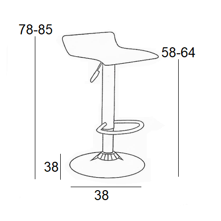 Σκαμπό Μπαρ 2 Τμχ Bar3 Μαύρο PVC 38x38x85