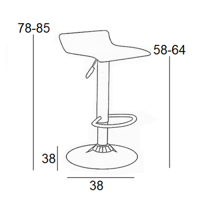 Σκαμπό Μπαρ 2 Τμχ Bar3 Μαύρο PVC 38x38x85