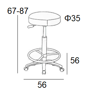 ST100 ΜΑΥΡΟ PU ΣΚΑΜΠΟ ΣΧΕΔΙΑΣΤΗΡΙΟΥ 56x56x87