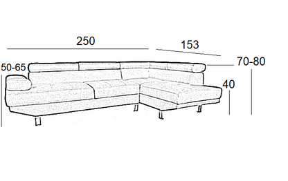 CORNER GREY ΥΦΑΣΜΑ ΚΑΝΑΠΕΣ ΑΡΙΣΤΕΡΗ ΓΩΝΙΑ 250x153x80