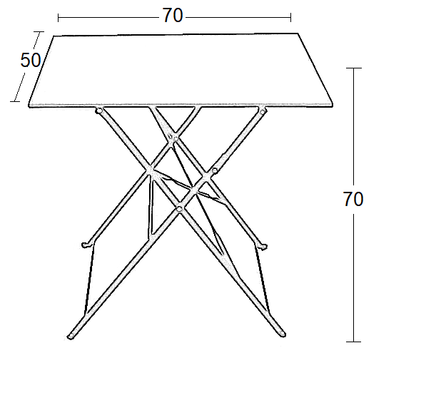 ALMA BLACK FOLDING METAL TABLE 50x70x75