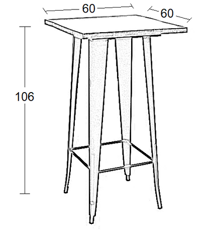 TEXAS ΜΠΑΡ ΜΑΥΡΟ ΜΑΤ ΤΡΑΠ. WOOD TOP 60x60x106