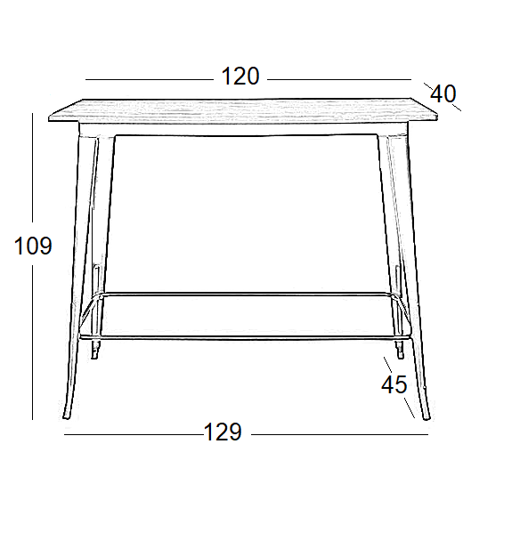 TEXAS ΜΠΑΡ ΜΑΥΡΟ ΜΑΤ ΤΡΑΠΕΖΙ ΜΕΤΑΛΛΟ/ΞΥΛΟ 120x40x109