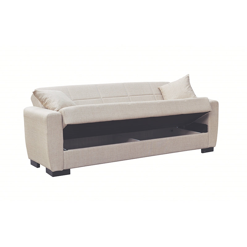 ANIMA LIGHT BROWN ΥΦΑΣΜΑ 3ΘΕΣΙΟΣ ΚΑΝΑΠΕΣ/ΚΡΕΒΑΤΙ ΜΕ ΑΠΟΘ.ΧΩΡΟ 210X80X75εκ.