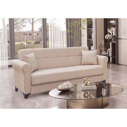 AZUR LIGHT BROWN ΥΦΑΣΜΑ 3ΘΕΣΙΟΣ ΚΑΝΑΠΕΣ/ΚΡΕΒΑΤΙ ΜΕ ΑΠΟΘ. ΧΩΡΟ 210x80x75