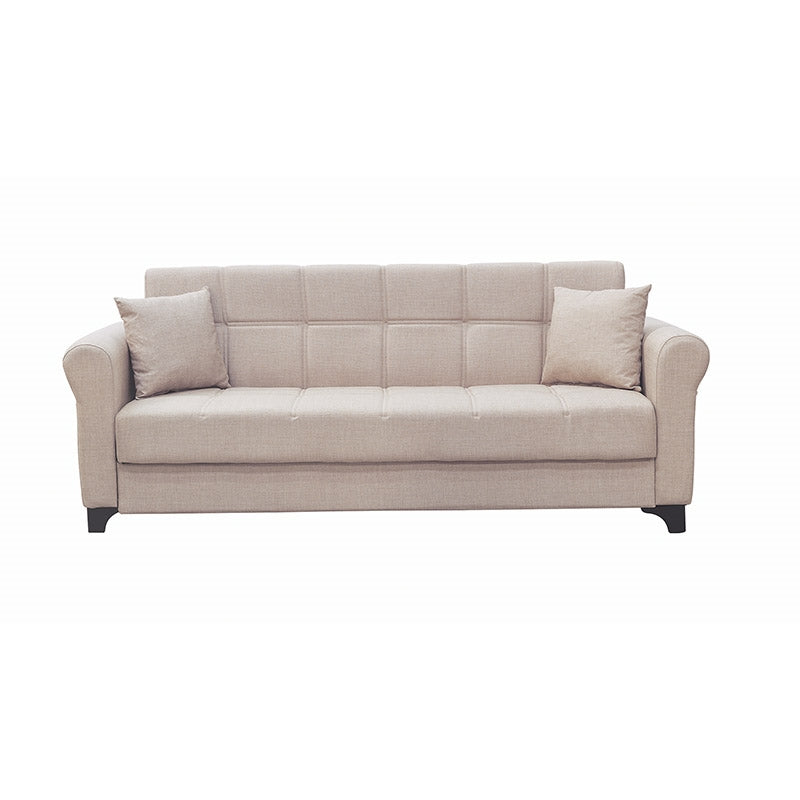 AZUR LIGHT BROWN ΥΦΑΣΜΑ 3ΘΕΣΙΟΣ ΚΑΝΑΠΕΣ/ΚΡΕΒΑΤΙ ΜΕ ΑΠΟΘ. ΧΩΡΟ 210x80x75