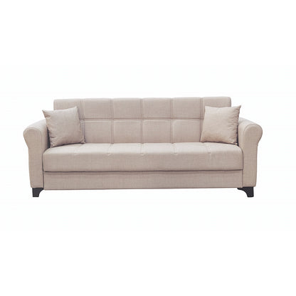 AZUR LIGHT BROWN ΥΦΑΣΜΑ 3ΘΕΣΙΟΣ ΚΑΝΑΠΕΣ/ΚΡΕΒΑΤΙ ΜΕ ΑΠΟΘ. ΧΩΡΟ 210x80x75