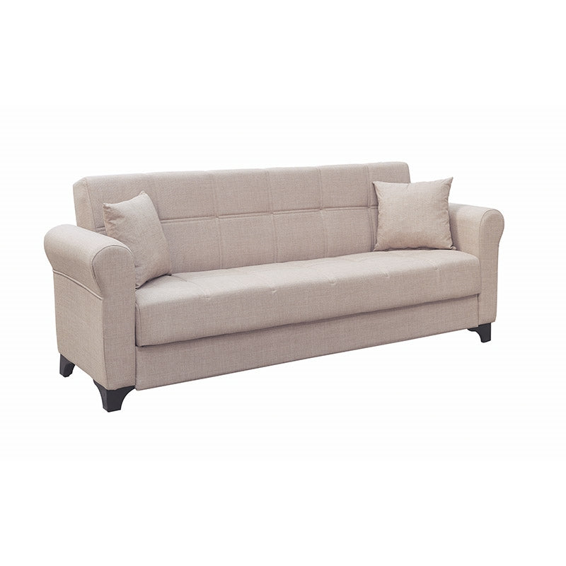 AZUR LIGHT BROWN ΥΦΑΣΜΑ 3ΘΕΣΙΟΣ ΚΑΝΑΠΕΣ/ΚΡΕΒΑΤΙ ΜΕ ΑΠΟΘ. ΧΩΡΟ 210x80x75