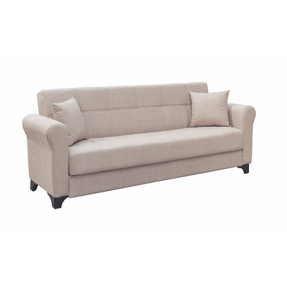 AZUR LIGHT BROWN ΥΦΑΣΜΑ 3ΘΕΣΙΟΣ ΚΑΝΑΠΕΣ/ΚΡΕΒΑΤΙ ΜΕ ΑΠΟΘ. ΧΩΡΟ 210x80x75