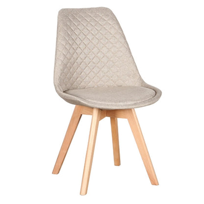 Καρέκλα Τραπεζαρίας Ξύλινη 4 Τμχ Bianca S Beige Ύφασμα 50x55x83.5