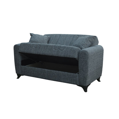 MELINA DARK GREY ΥΦΑΣΜΑ 2ΘΕΣΙΟΣ ΚΑΝΑΠΕΣ/ΚΡΕΒΑΤΙ ΜΕ ΑΠΟΘ. ΧΩΡΟ 150x80x75