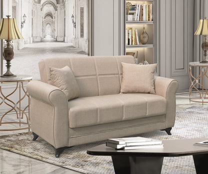 LENA LIGHT BROWN ΥΦΑΣΜΑ 2ΘΕΣΙΟΣ ΚΑΝΑΠΕΣ/ΚΡΕΒΑΤΙ ΜΕ ΑΠΟΘ. ΧΩΡΟ 150x80x75