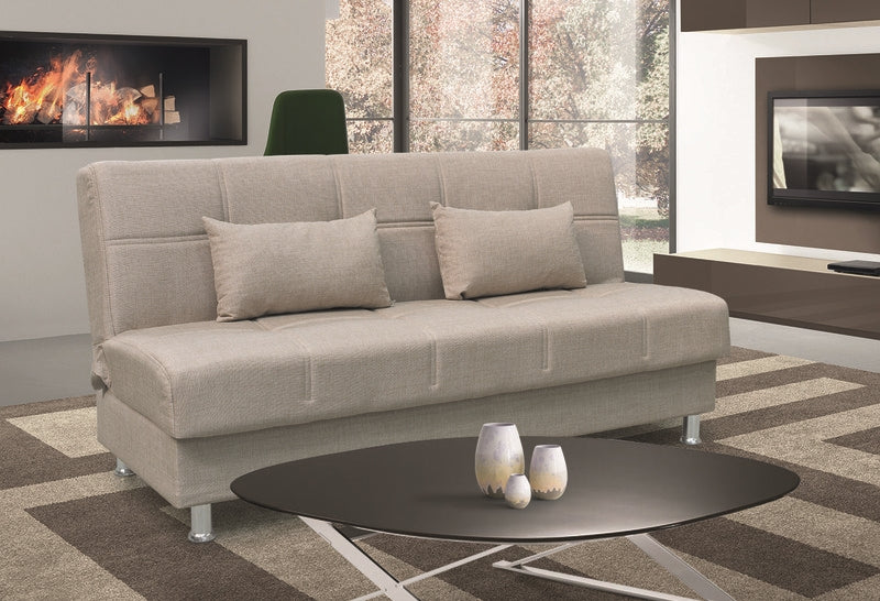 FELINA LIGHT BROWN ΥΦΑΣΜΑ 3ΘΕΣΙΟΣ ΚΑΝΑΠΕΣ/ΚΡΕΒΑΤΙ ΜΕ ΑΠΟΘ. ΧΩΡΟ 182x90x80