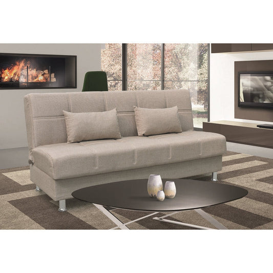 FELINA LIGHT BROWN ΥΦΑΣΜΑ 3ΘΕΣΙΟΣ ΚΑΝΑΠΕΣ/ΚΡΕΒΑΤΙ ΜΕ ΑΠΟΘ. ΧΩΡΟ 182x90x80