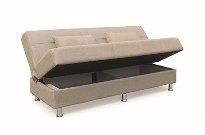 FELINA LIGHT BROWN ΥΦΑΣΜΑ 3ΘΕΣΙΟΣ ΚΑΝΑΠΕΣ/ΚΡΕΒΑΤΙ ΜΕ ΑΠΟΘ. ΧΩΡΟ 182x90x80
