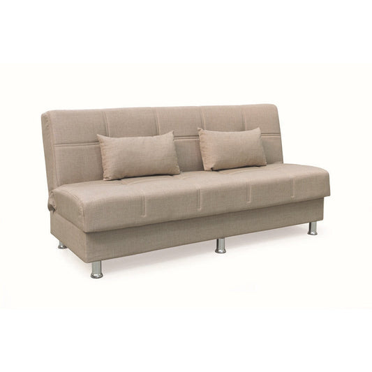 FELINA LIGHT BROWN ΥΦΑΣΜΑ 3ΘΕΣΙΟΣ ΚΑΝΑΠΕΣ/ΚΡΕΒΑΤΙ ΜΕ ΑΠΟΘ. ΧΩΡΟ 182x90x80