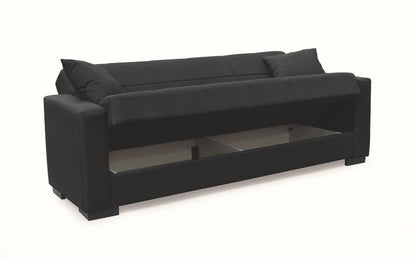 ROVER BLACK FABRIC 3-SEATER SOFA BED WITH STORAGE 210x80x75