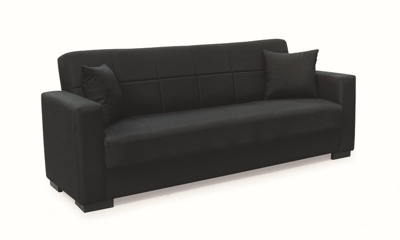 ROVER BLACK FABRIC 3-SEATER SOFA BED WITH STORAGE 210x80x75