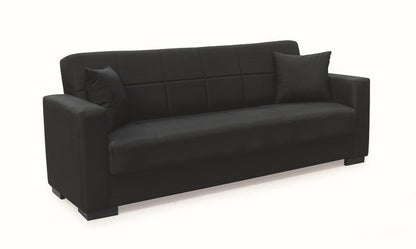 ROVER BLACK FABRIC 3-SEATER SOFA BED WITH STORAGE 210x80x75