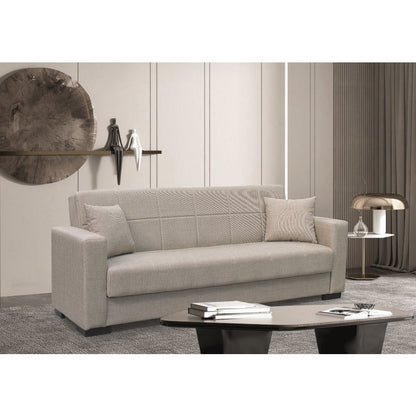 ROVER LIGHT BROWN ΥΦΑΣΜΑ 3ΘΕΣΙΟΣ ΚΑΝΑΠΕΣ/ΚΡΕΒΑΤΙ ΜΕ ΑΠΟΘ. ΧΩΡΟ 210x80x75
