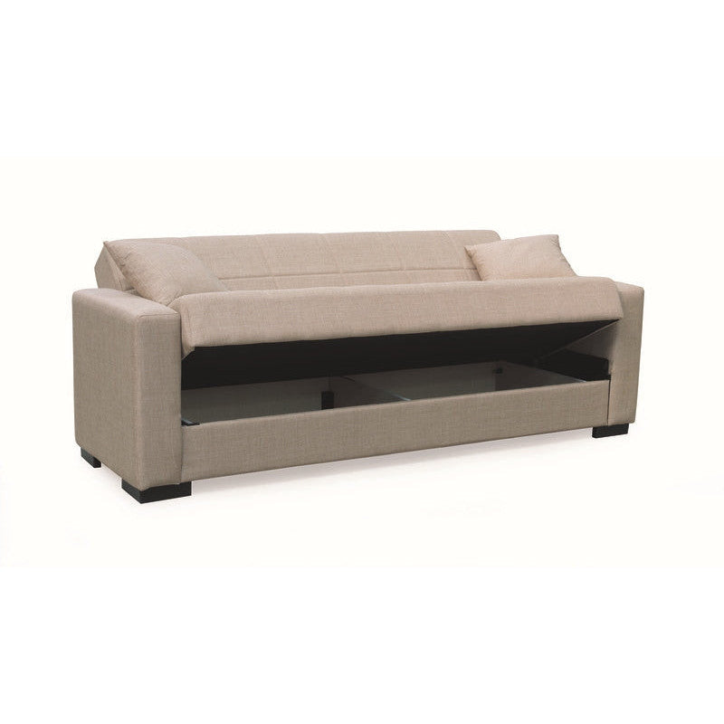 ROVER LIGHT BROWN ΥΦΑΣΜΑ 3ΘΕΣΙΟΣ ΚΑΝΑΠΕΣ/ΚΡΕΒΑΤΙ ΜΕ ΑΠΟΘ. ΧΩΡΟ 210x80x75