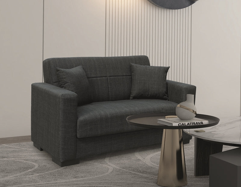ROVER BLACK FABRIC 2-SEATER SOFA/BED WITH STORAGE 150x80x75