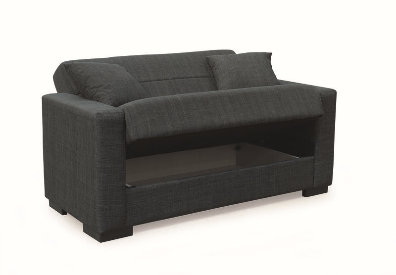 ROVER BLACK FABRIC 2-SEATER SOFA/BED WITH STORAGE 150x80x75