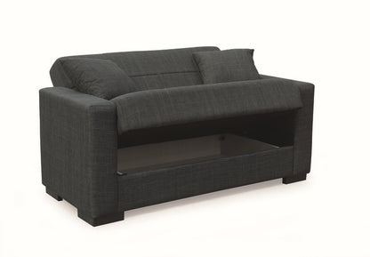 ROVER BLACK FABRIC 2-SEATER SOFA/BED WITH STORAGE 150x80x75