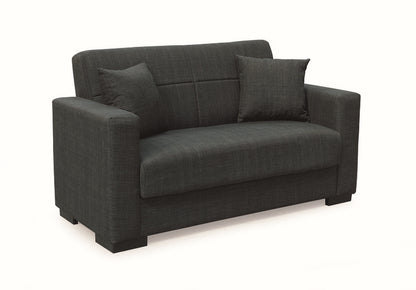 ROVER BLACK FABRIC 2-SEATER SOFA/BED WITH STORAGE 150x80x75