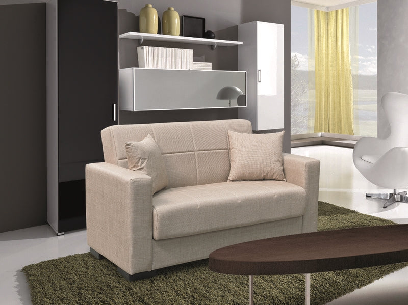 ROVER LIGHT BROWN FABRIC 2-SEATER SOFA/BED WITH STORAGE SPACE 150x80x75