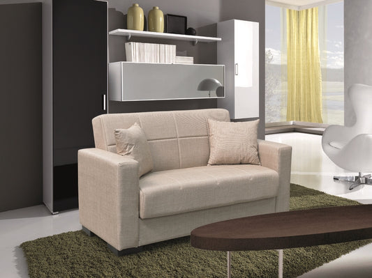 ROVER LIGHT BROWN ΥΦΑΣΜΑ 2ΘΕΣΙΟΣ ΚΑΝΑΠΕΣ/ΚΡΕΒΑΤΙ ΜΕ ΑΠΟΘ. ΧΩΡΟ 150x80x75