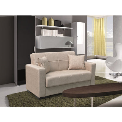 ROVER LIGHT BROWN ΥΦΑΣΜΑ 2ΘΕΣΙΟΣ ΚΑΝΑΠΕΣ/ΚΡΕΒΑΤΙ ΜΕ ΑΠΟΘ. ΧΩΡΟ 150x80x75