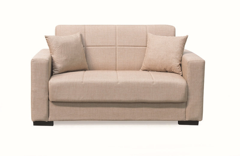 ROVER LIGHT BROWN FABRIC 2-SEATER SOFA/BED WITH STORAGE SPACE 150x80x75