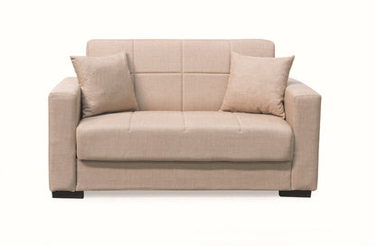 ROVER LIGHT BROWN FABRIC 2-SEATER SOFA/BED WITH STORAGE SPACE 150x80x75