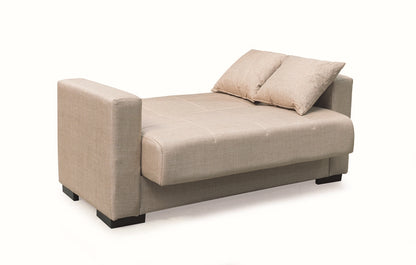 ROVER LIGHT BROWN FABRIC 2-SEATER SOFA/BED WITH STORAGE SPACE 150x80x75