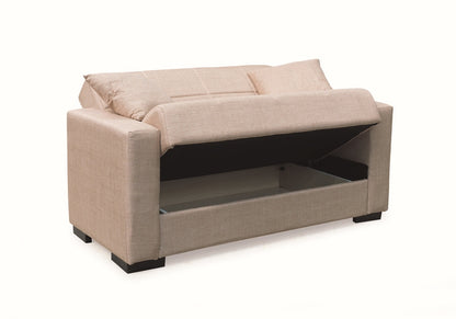 ROVER LIGHT BROWN FABRIC 2-SEATER SOFA/BED WITH STORAGE SPACE 150x80x75