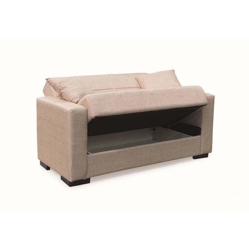 ROVER LIGHT BROWN ΥΦΑΣΜΑ 2ΘΕΣΙΟΣ ΚΑΝΑΠΕΣ/ΚΡΕΒΑΤΙ ΜΕ ΑΠΟΘ. ΧΩΡΟ 150x80x75