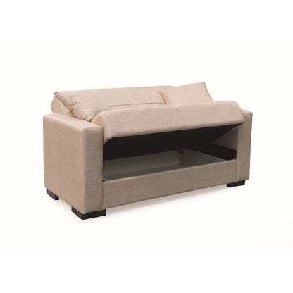 ROVER LIGHT BROWN ΥΦΑΣΜΑ 2ΘΕΣΙΟΣ ΚΑΝΑΠΕΣ/ΚΡΕΒΑΤΙ ΜΕ ΑΠΟΘ. ΧΩΡΟ 150x80x75