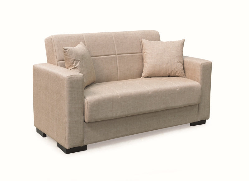 ROVER LIGHT BROWN FABRIC 2-SEATER SOFA/BED WITH STORAGE SPACE 150x80x75