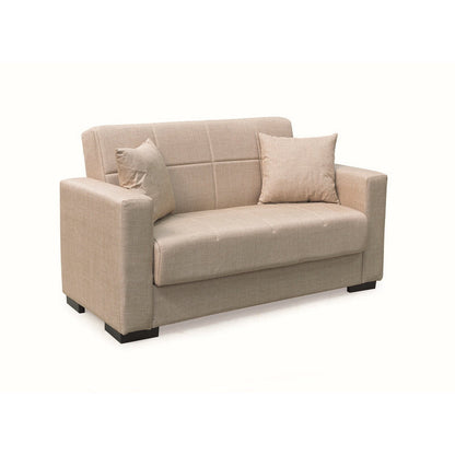 ROVER LIGHT BROWN ΥΦΑΣΜΑ 2ΘΕΣΙΟΣ ΚΑΝΑΠΕΣ/ΚΡΕΒΑΤΙ ΜΕ ΑΠΟΘ. ΧΩΡΟ 150x80x75