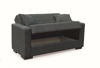 ROVER DARK GREY FABRIC 2-SEATER SOFA/BED WITH STORAGE 150x80x75