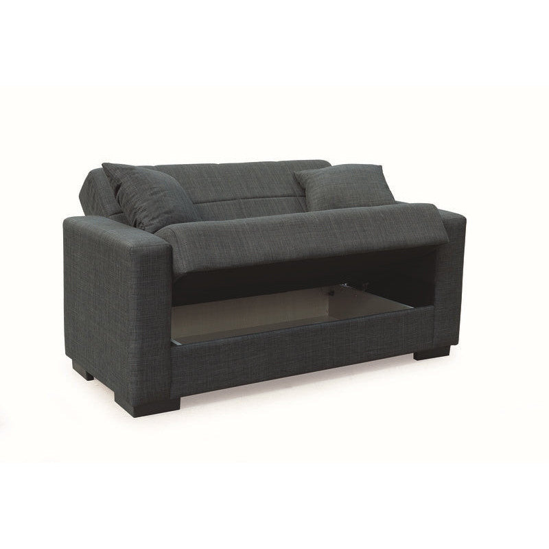 ROVER DARK GREY ΥΦΑΣΜΑ 2ΘΕΣΙΟΣ ΚΑΝΑΠΕΣ/ΚΡΕΒΑΤΙ ΜΕ ΑΠΟΘ. ΧΩΡΟ 150x80x75
