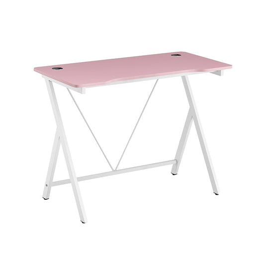 ΓΡΑΦΕΙΟ ΡΟΖ MDF/ΛΕΥΚΟ ΜΕΤΑΛΛΙΚΟ 100x50x75